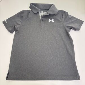Under Armour Polo Shirt Boys Size M Heatgear Gray Loose